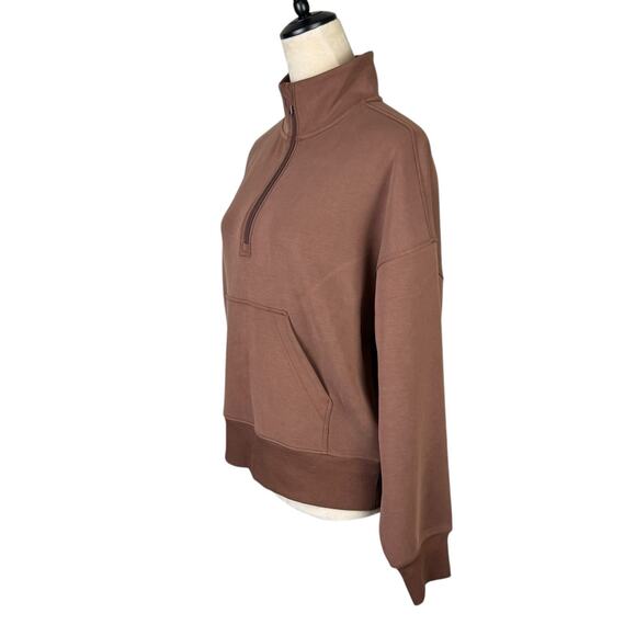 CRZ YOGA M/L SoftAura Brown Half Zip Funnel Neck Pocket Pullover Sweatshirt Top - Picture 4 of 12